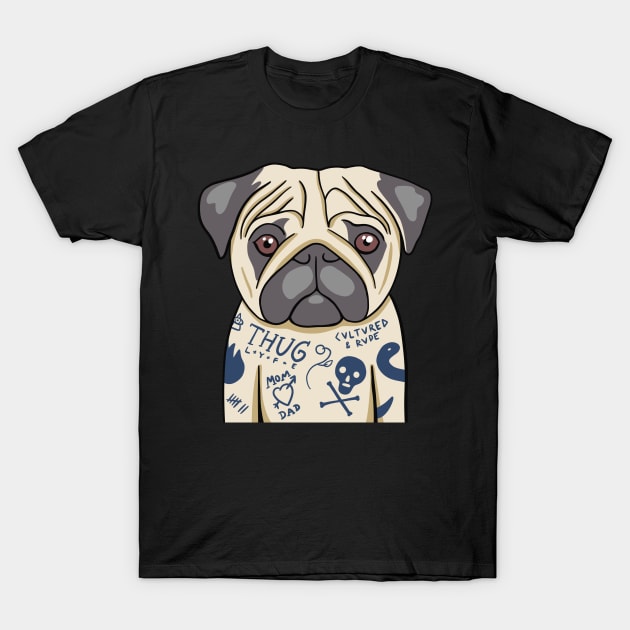 Tattooed Pug T-Shirt by isstgeschichte